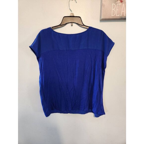 Kut From The Kloth Size L Blue Short Sleeve Blouse - Picture 4 of 4